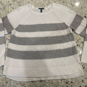 Eileen Fisher Organic Linen and Cotton Blend Lightweight Sweater Large Stripes